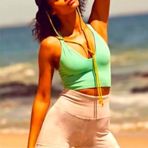 FP Movement Free People Good Karma Crop Tank XS/S Green NWOT